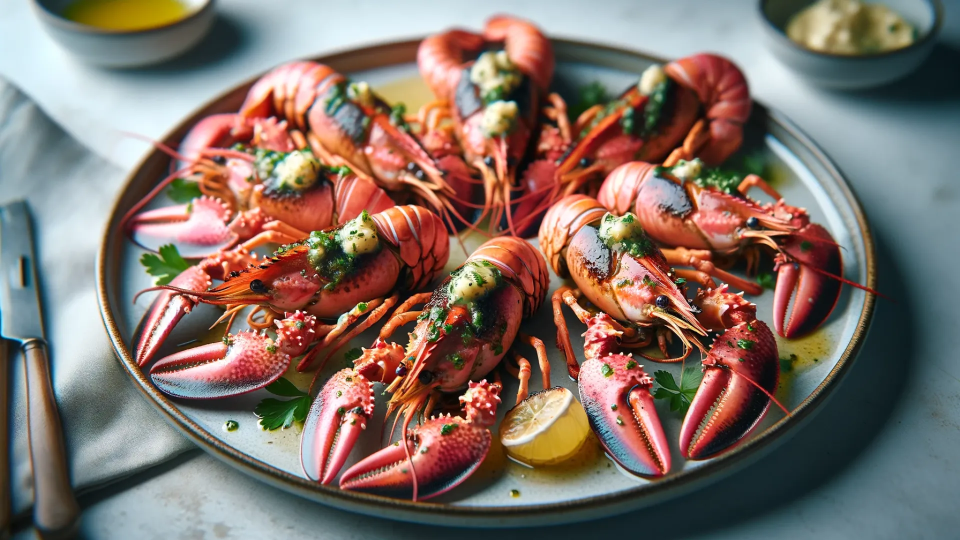 Langoustes Roses Grillées au Beurre à l'Ail et au Persil