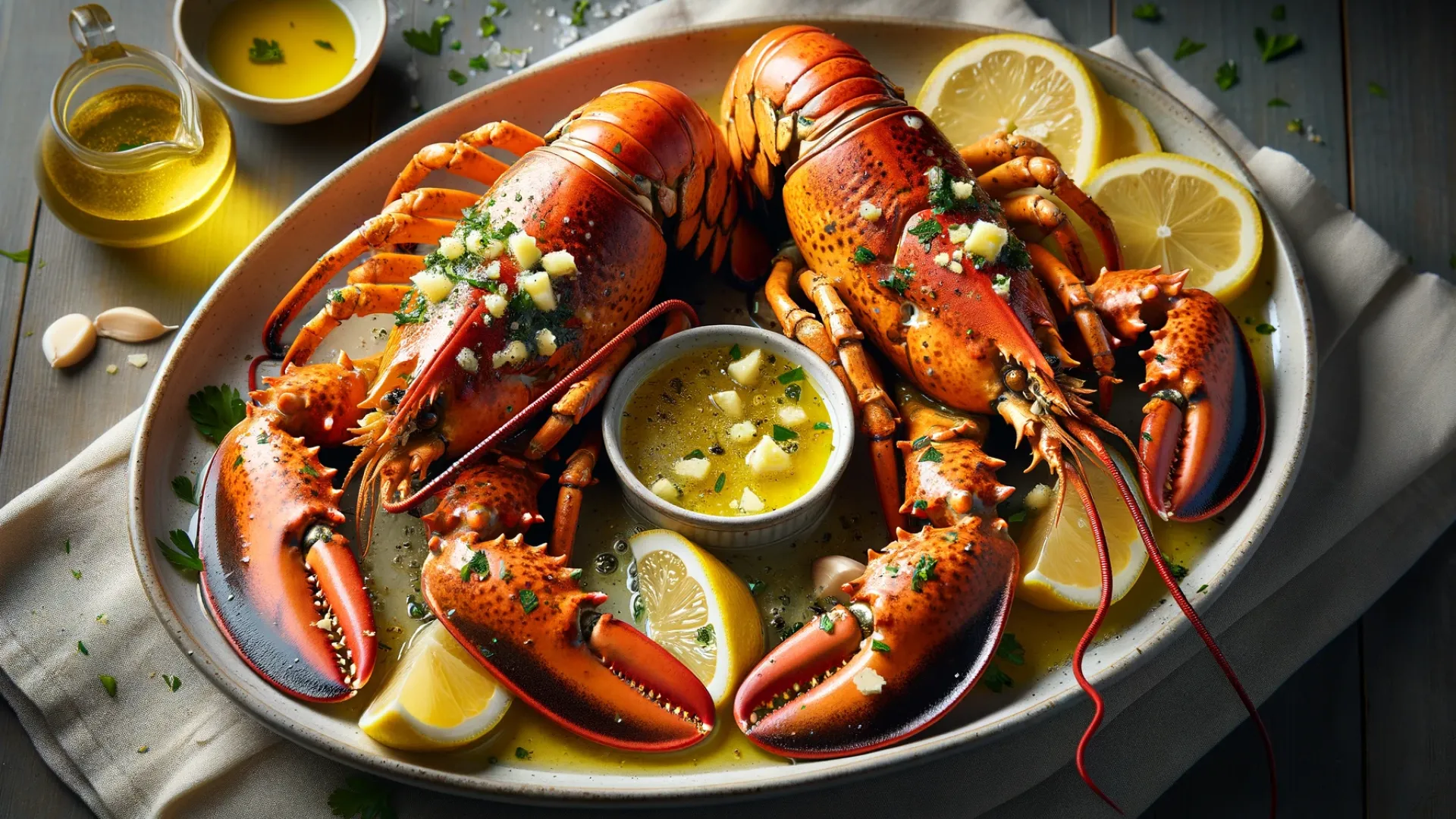 Homard Canadien Grillé au Beurre à l'Ail et au Citron